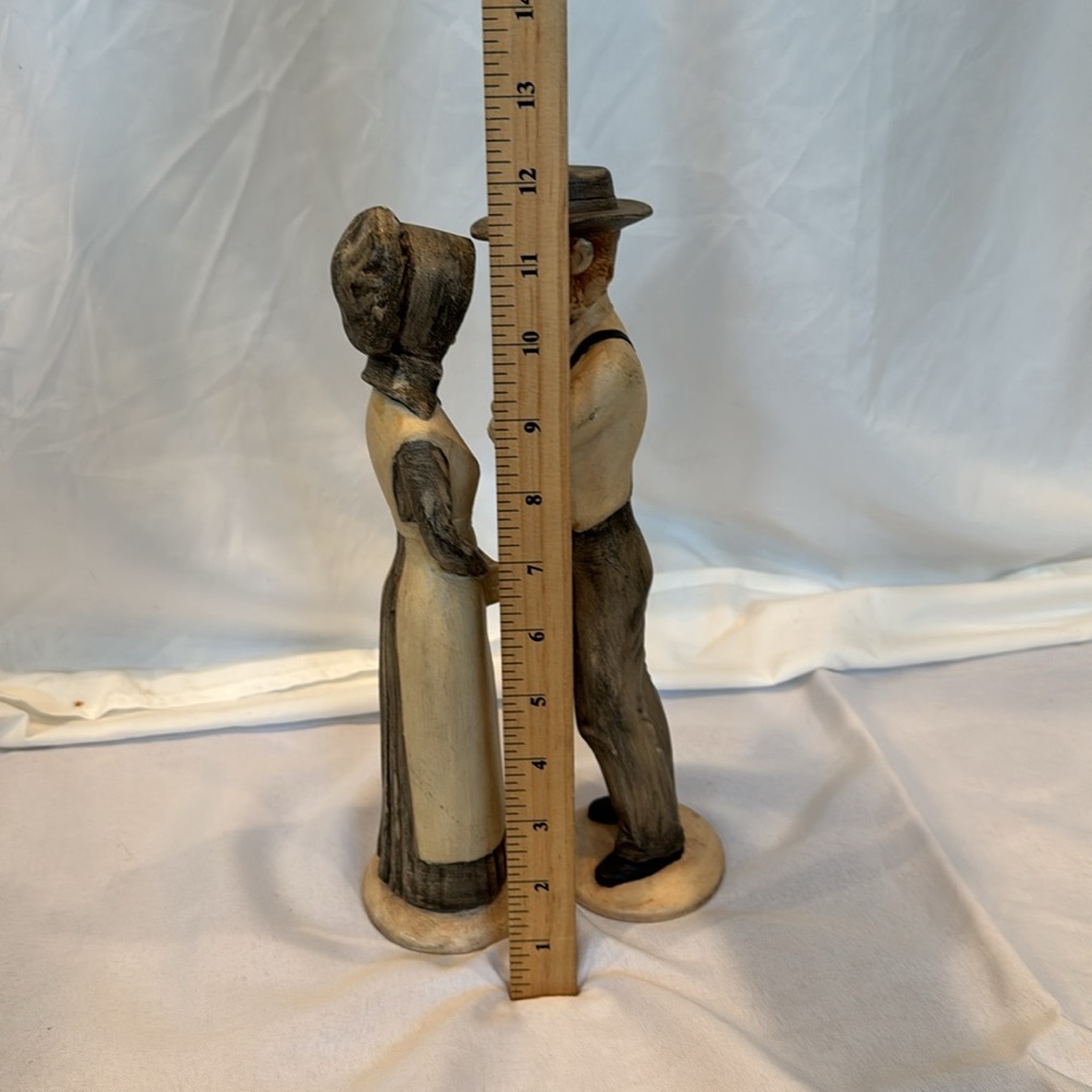 Vintage Hand Painted Ceramic Amish Man & Woman Figurines 11” Tall - Picture 5 of 7